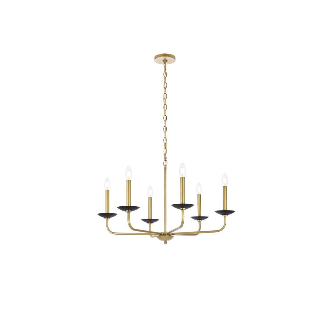 Elegant Cohen LD812D30BRK Chandelier Light - Black And Brass