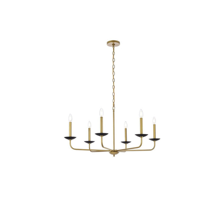 Elegant Cohen LD812D36BRK Chandelier Light - Black And Brass