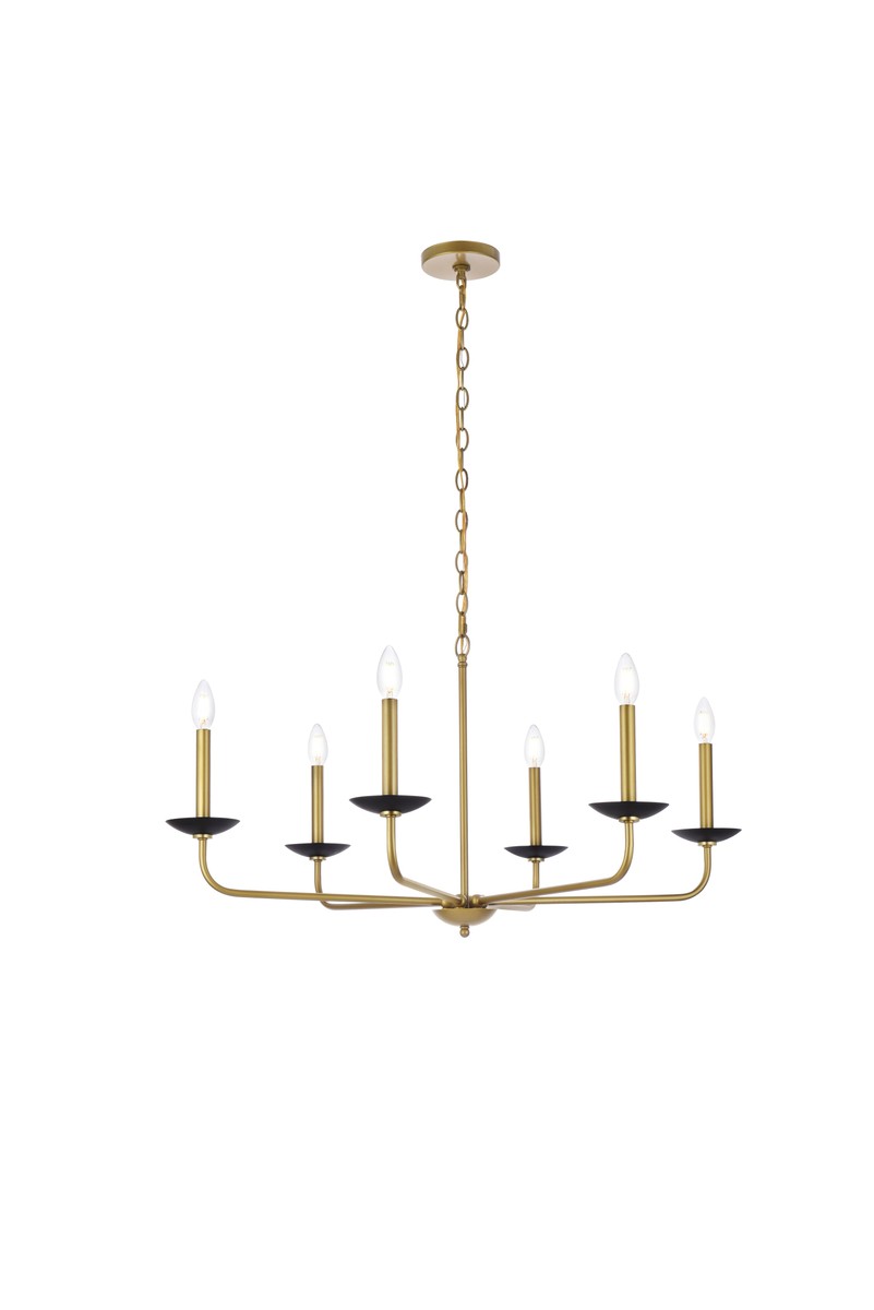 Elegant Cohen LD812D36BRK Chandelier Light - Black And Brass