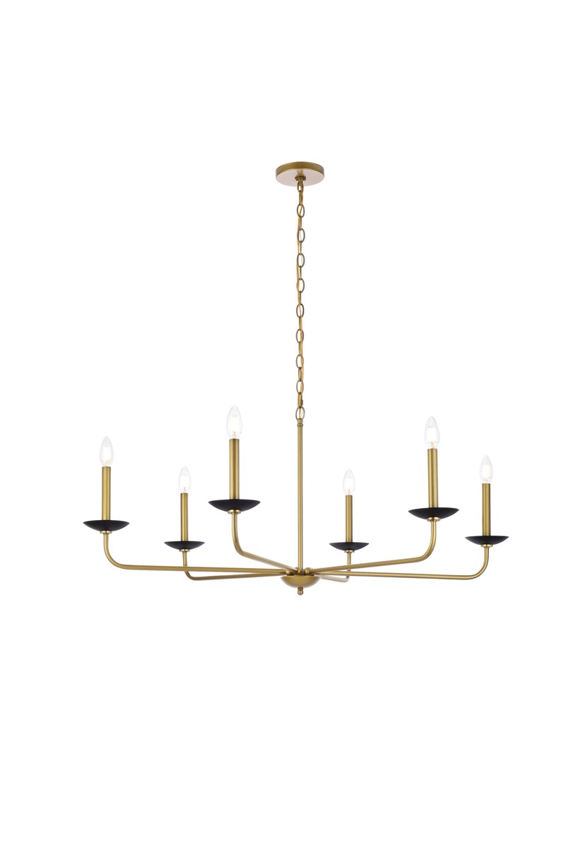 Elegant Cohen LD812D42BRK Chandelier Light - Black And Brass