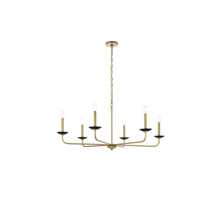 Elegant Cohen LD812D42BRK Chandelier Light - Black And Brass