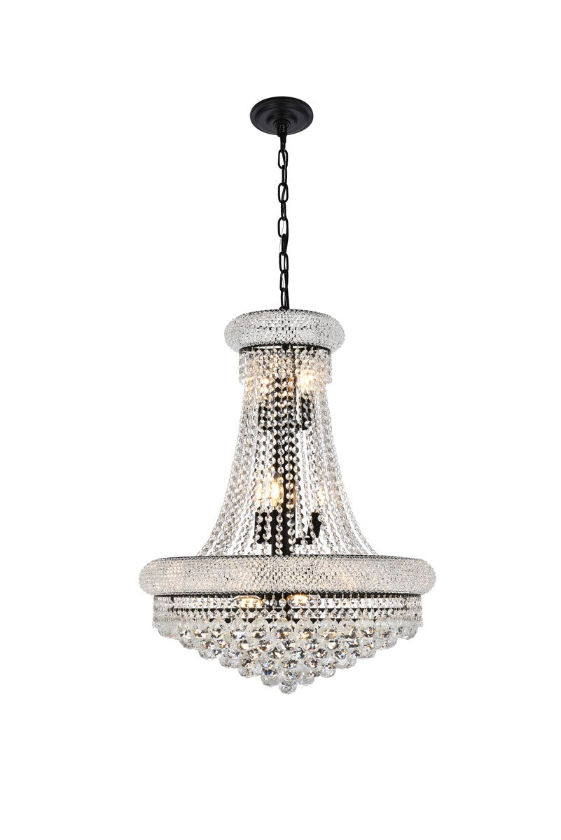 Elegant Primo V1800D24BK/RC Chandelier Light - Black And Clear