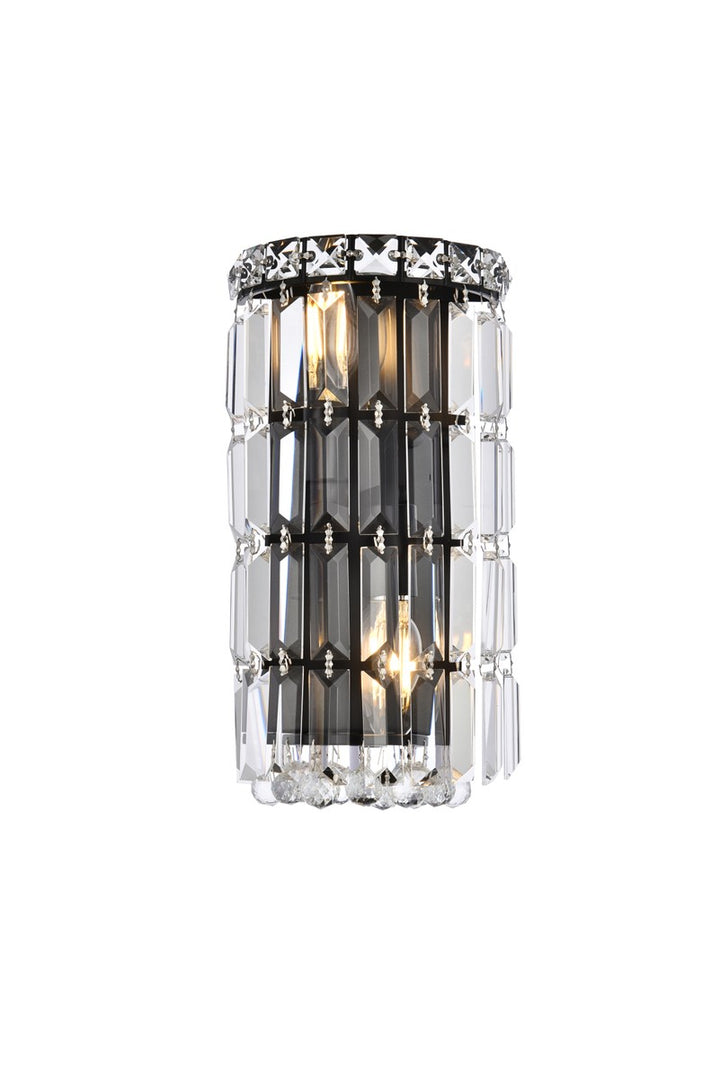 Elegant Maxime V2030W6BK/RC Wall Sconce Light - Black And Clear