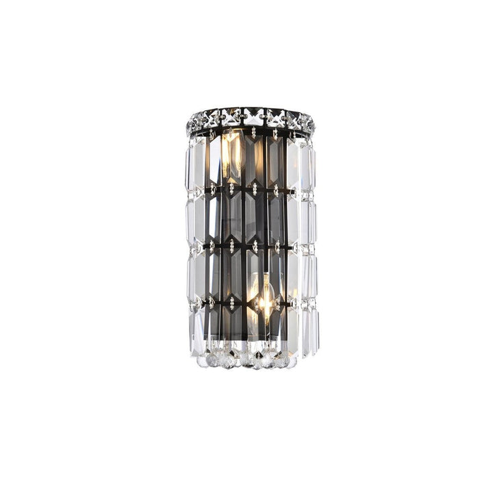 Elegant Maxime V2030W6BK/RC Wall Sconce Light - Black And Clear