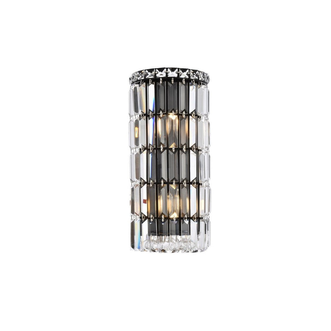 Elegant Maxime V2030W8BK/RC Wall Sconce Light - Black And Clear