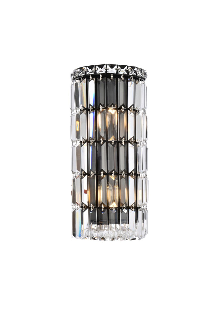 Elegant Maxime V2030W8BK/RC Wall Sconce Light - Black And Clear