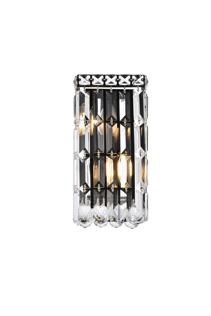 Elegant Maxime V2032W6BK/RC Wall Sconce Light - Black And Clear