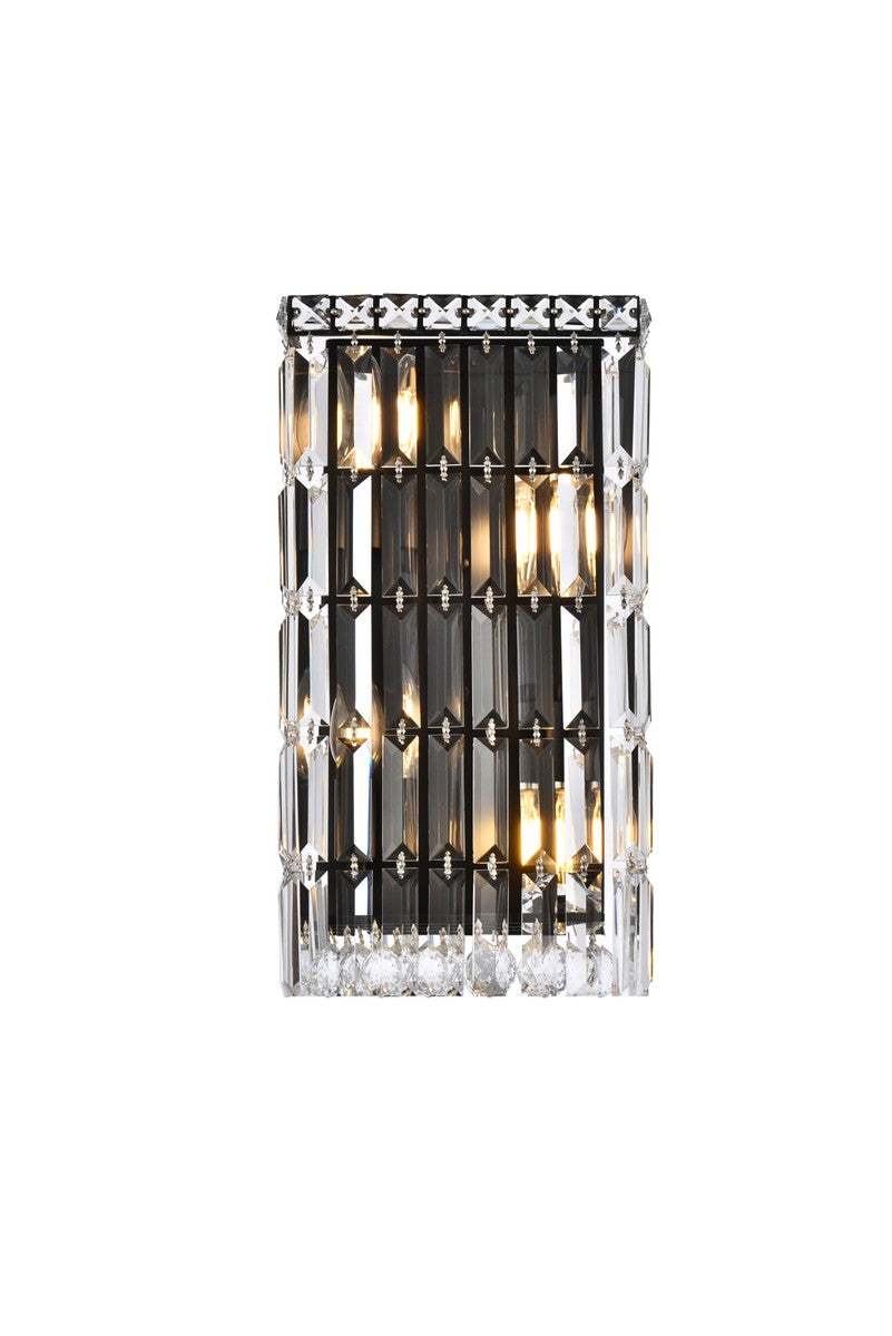 Elegant Maxime V2032W8BK/RC Wall Sconce Light - Black And Clear