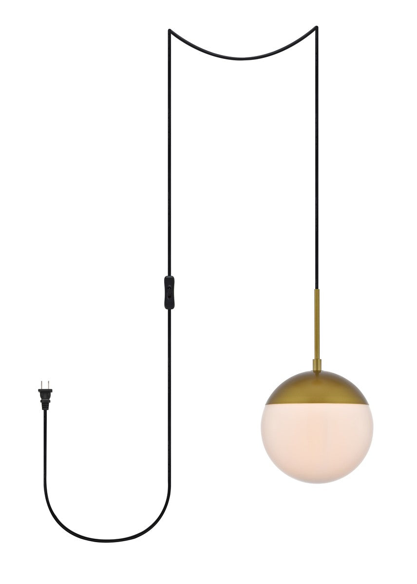 Elegant Eclipse LDPG6030BR Pendant Light - Brass And Frosted White