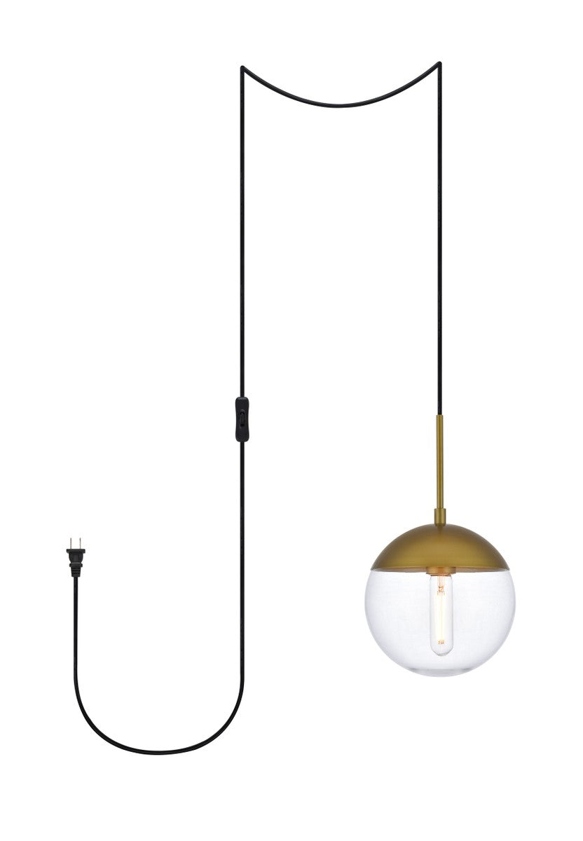 Elegant Eclipse LDPG6031BR Pendant Light - Brass And Clear