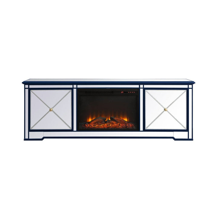 Elegant Lighting MF60172BL-F1 Modern Tv Stand With Fireplace Furniture Custom Selection