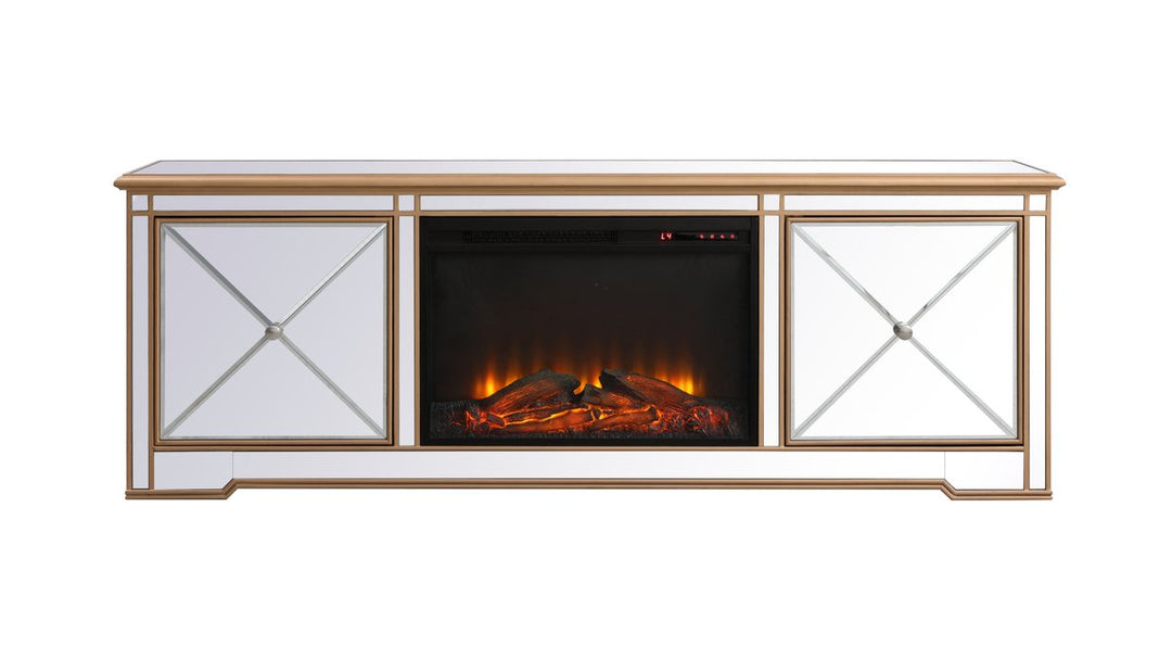 Elegant Lighting MF60172G-F1 Modern Tv Stand With Fireplace Furniture Custom Selection