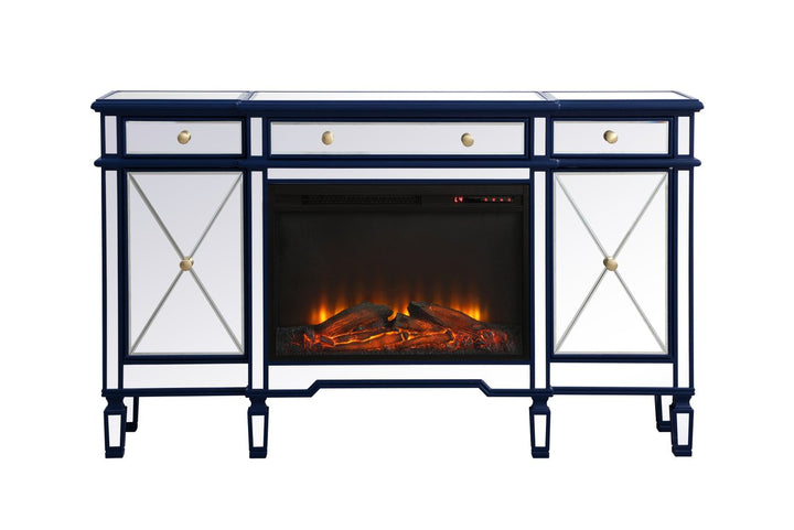 Elegant Lighting MF61060BL-F1 Contempo Credenza With Fireplace Furniture Custom Selection