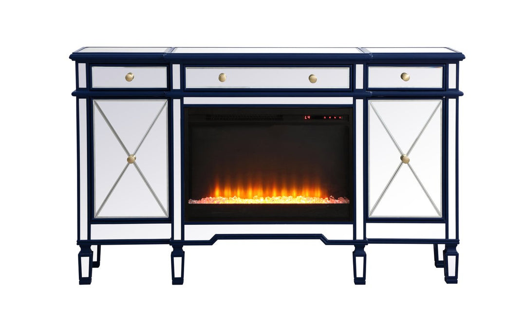 Elegant Lighting MF61060BL-F2 Contempo Credenza With Fireplace Furniture Custom Selection