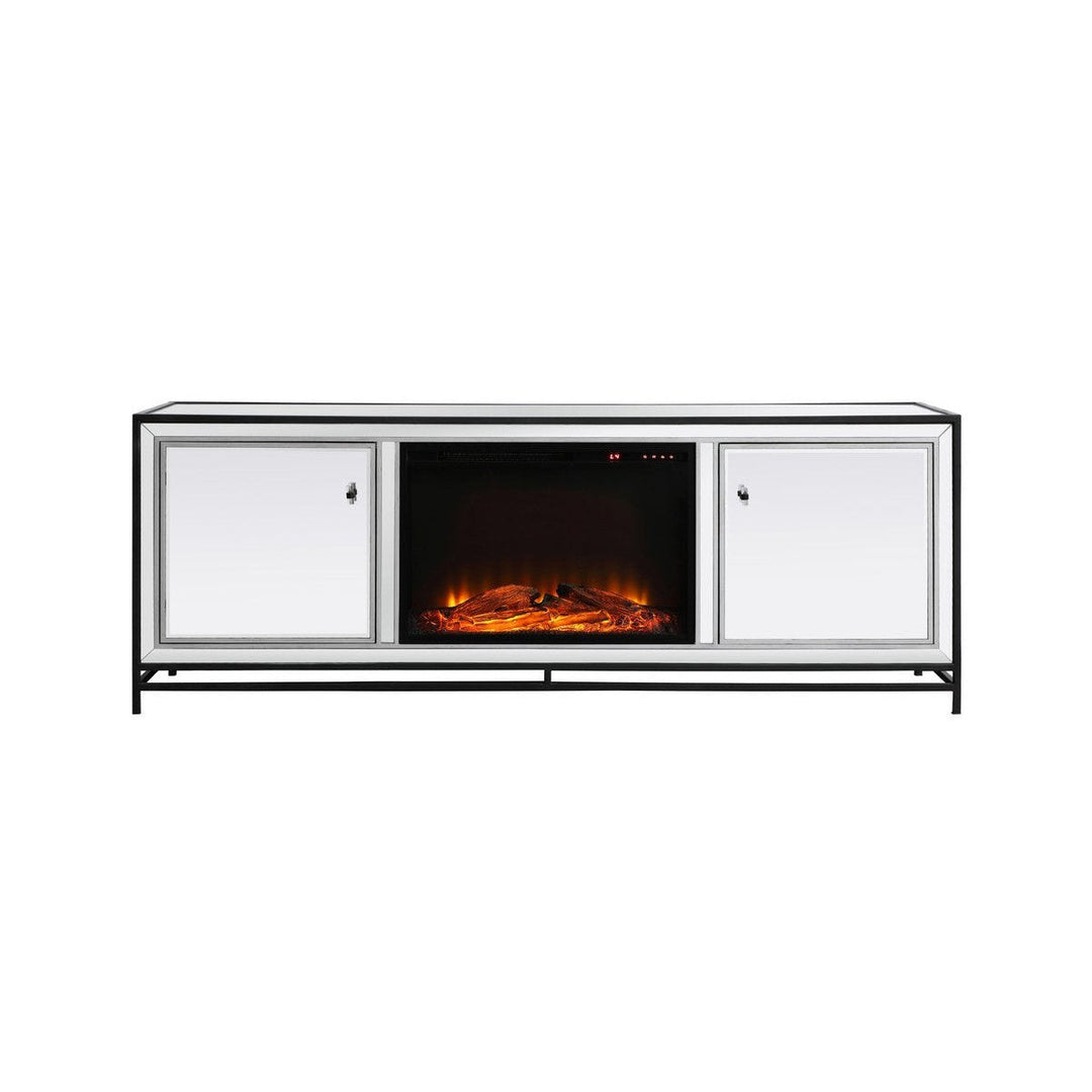 Elegant Lighting MF70172BK-F1 James Tv Stand With Fireplace Furniture Custom Selection