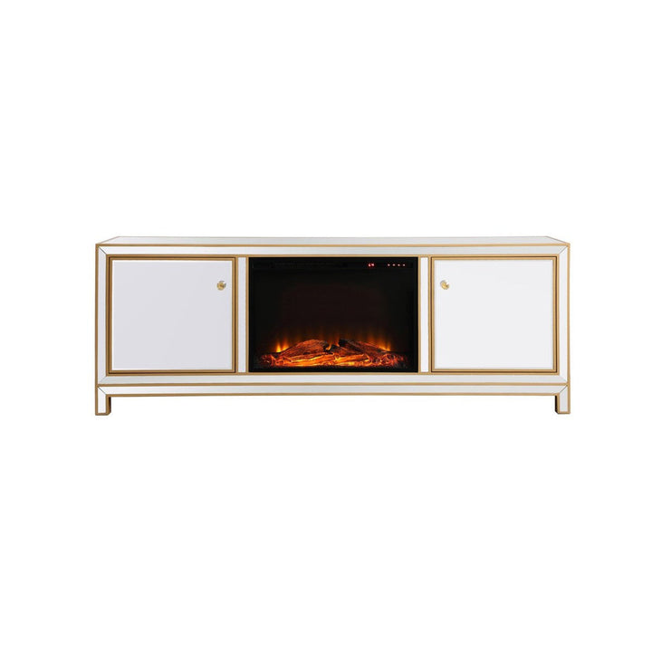 Elegant Lighting MF70172G-F1 Reflexion Tv Stand With Fireplace Furniture Gold, Champ, Gld Leaf