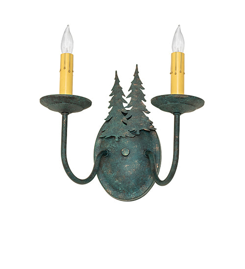 Meyda Tiffany Double Pine Tree 120783 Wall Light - Verdigris