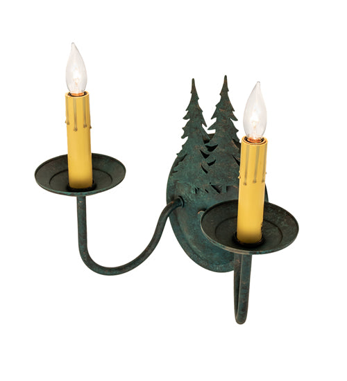 Meyda Tiffany Double Pine Tree 120783 Wall Light - Verdigris