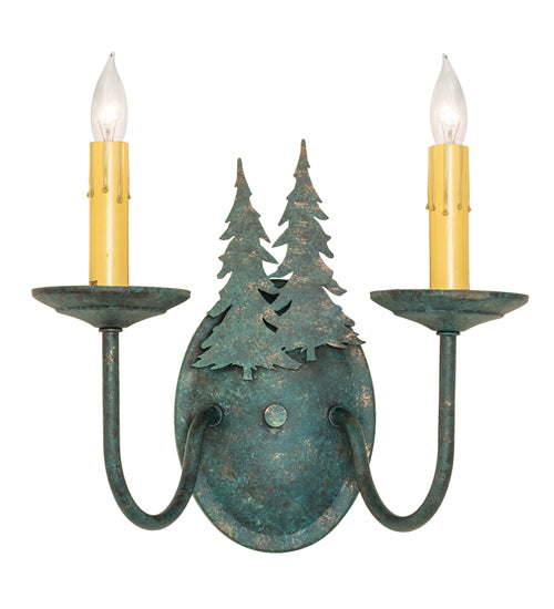 Meyda Tiffany Double Pine Tree 120783 Wall Light - Verdigris