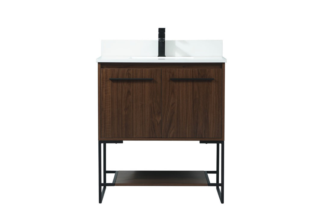 Elegant Lighting VF42530MWT-BS Modern Sloane Plumbing Walnut