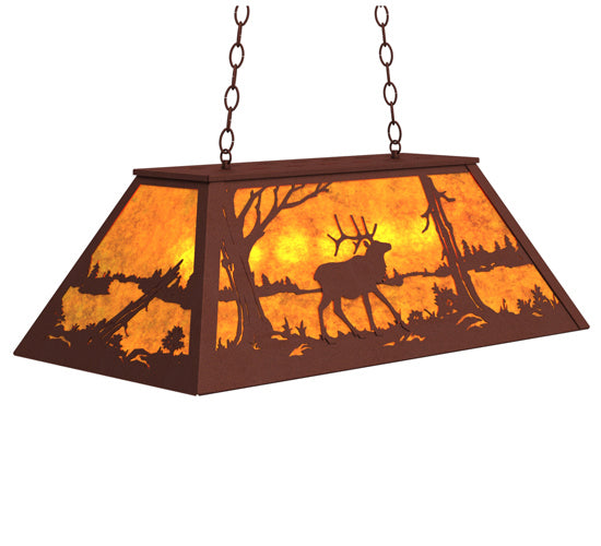Meyda Tiffany Elk At Lake 128660 Pendant Light - Rust