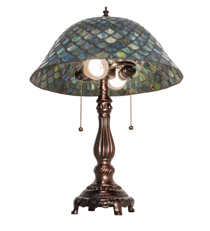 Meyda Tiffany Lighting 132148 Tiffany Fishscale Two Light Table Lamp Lamp Bronze / Dark