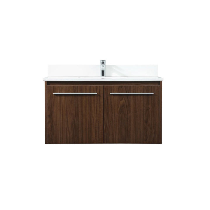 Elegant Lighting VF44536MWT-BS Modern Penn Plumbing Walnut