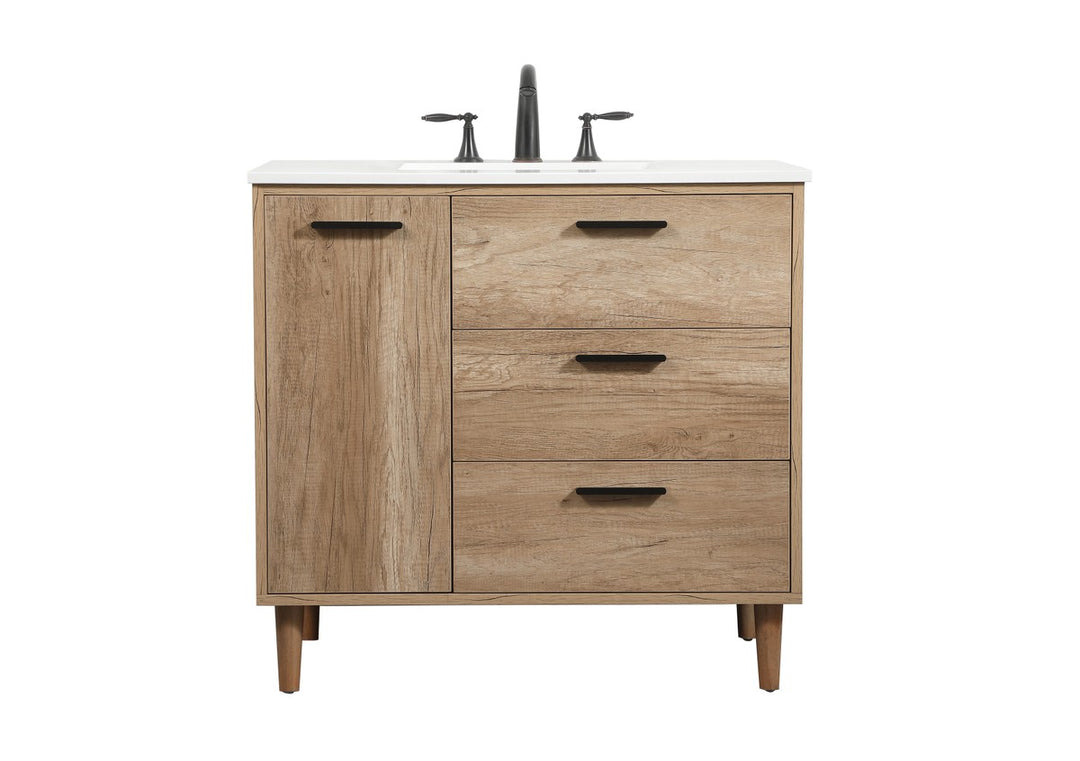 Elegant Lighting VF47036NT Modern Baldwin Plumbing Natural Oak