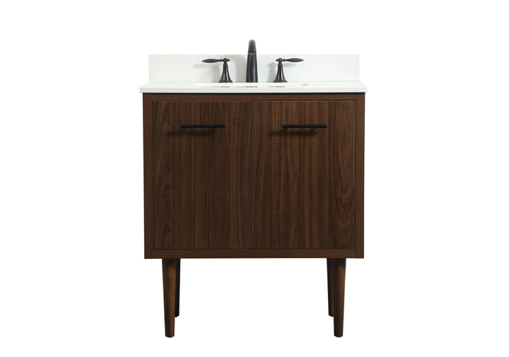 Elegant Lighting VF48030MWT-BS Modern Cyrus Plumbing Walnut