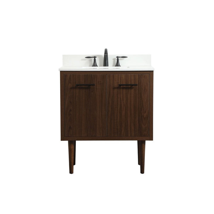 Elegant Lighting VF48030MWT-BS Modern Cyrus Plumbing Walnut