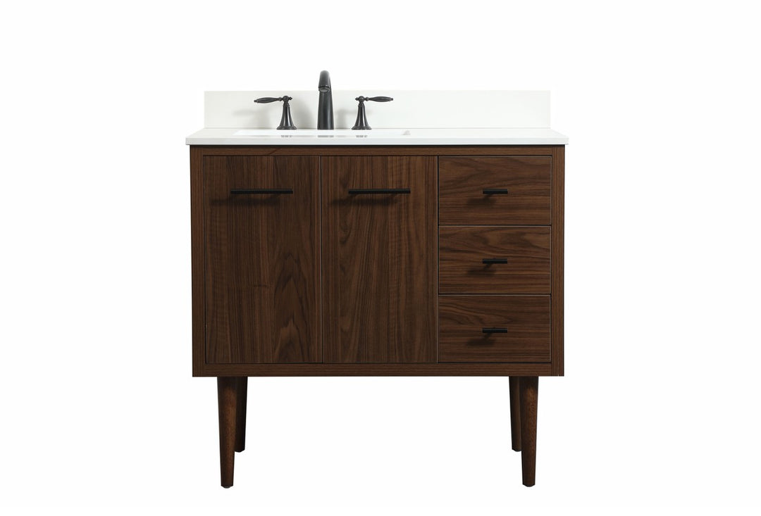 Elegant Lighting VF48036MWT-BS Modern Cyrus Plumbing Walnut