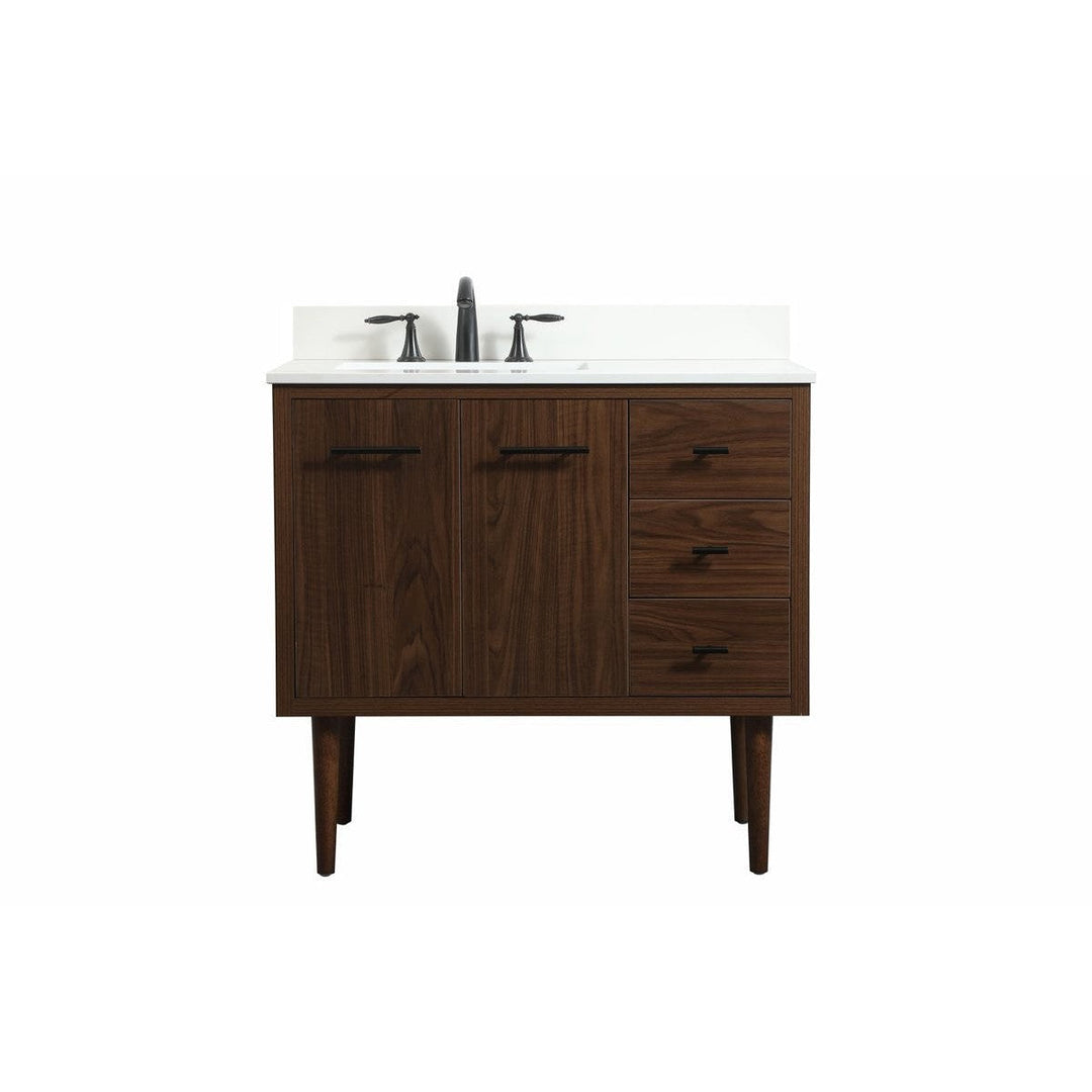 Elegant Lighting VF48036MWT-BS Modern Cyrus Plumbing Walnut