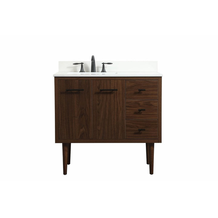 Elegant Lighting VF48036MWT-BS Modern Cyrus Plumbing Walnut