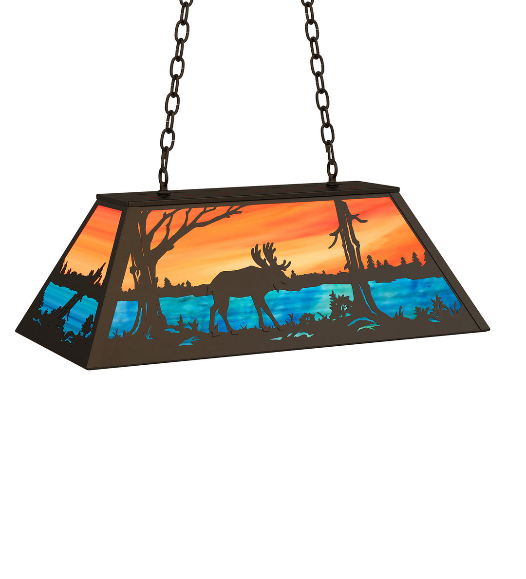 Meyda Tiffany Moose At Lake 234281 Pendant Light - Oil Rubbed Bronze