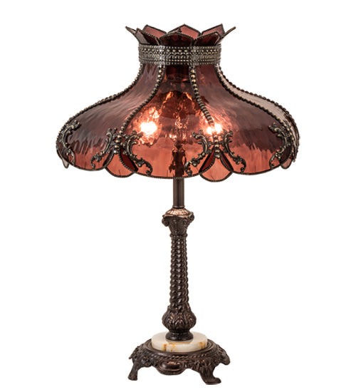 Meyda Tiffany Lighting 240466 Elizabeth Two Light Table Lamp Lamp Bronze / Dark
