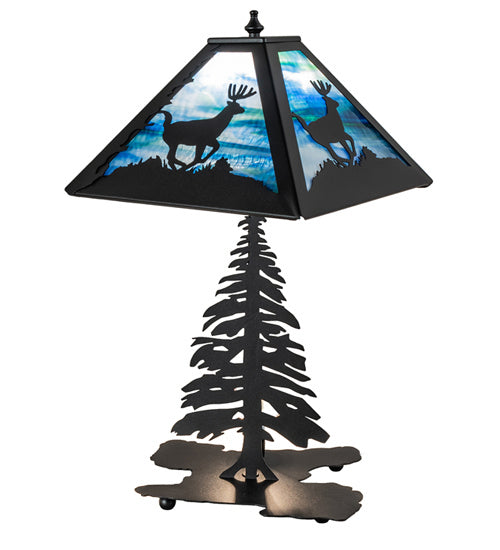 Meyda Tiffany Lighting 241050 Lone Deer Two Light Table Lamp Lamp Black