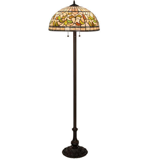 Meyda Tiffany Lighting 242797 Tiffany Turning Leaf Three Light Floor Lamp Lamp Bronze / Dark