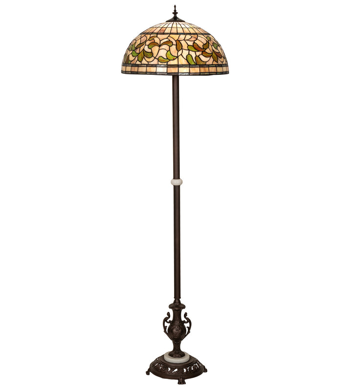 Meyda Tiffany Lighting 242829 Tiffany Turning Leaf One Light Floor Lamp Lamp Bronze / Dark