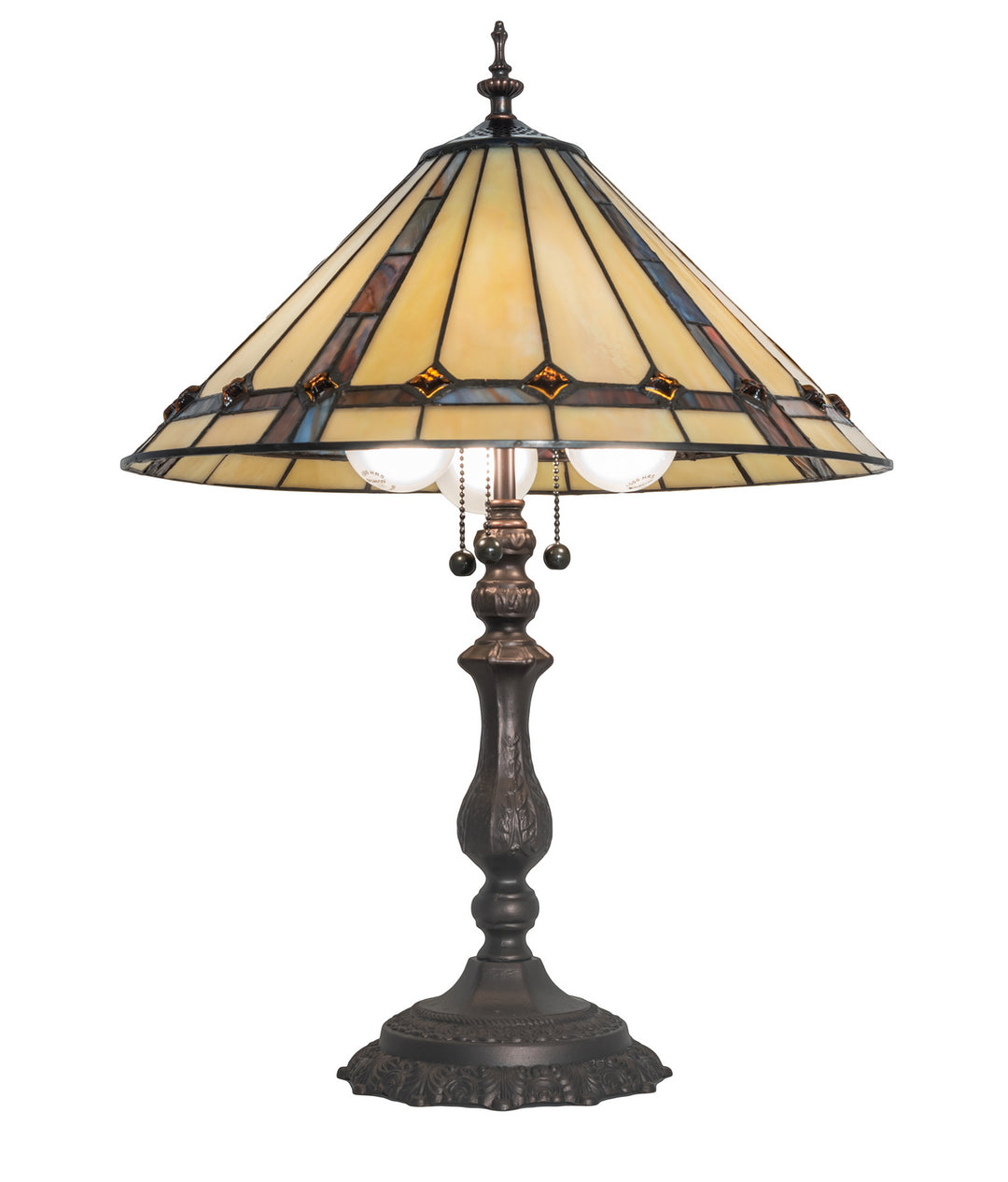 Meyda Tiffany Lighting 245630 Belvidere Three Light Table Lamp Lamp Bronze / Dark