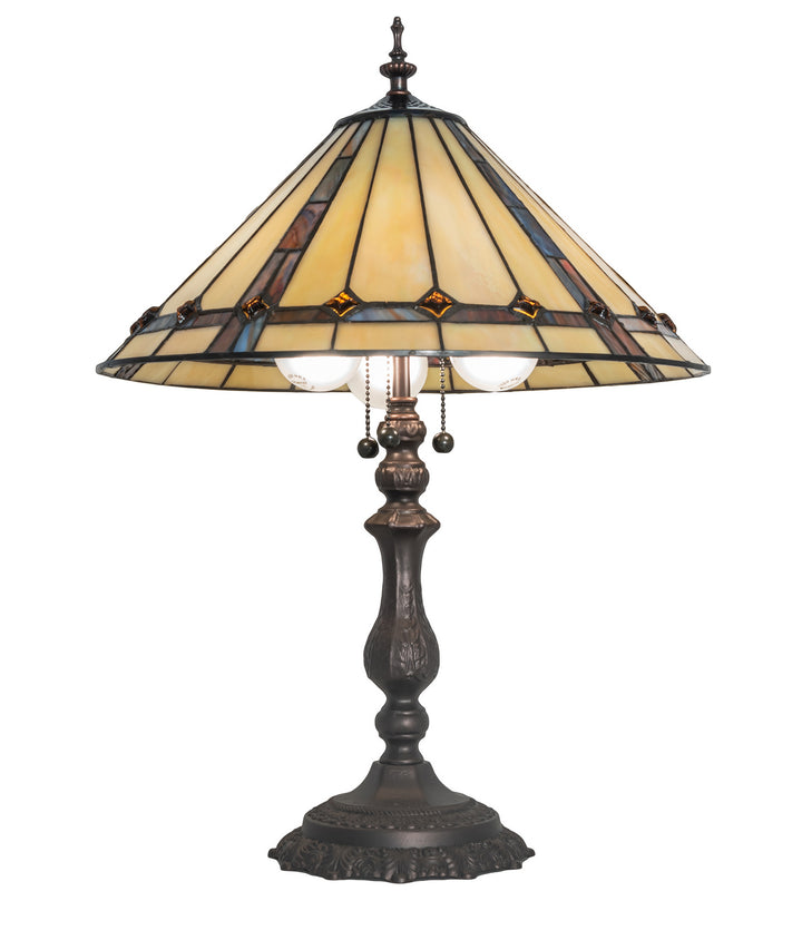 Meyda Tiffany Lighting 245630 Belvidere Three Light Table Lamp Lamp Bronze / Dark