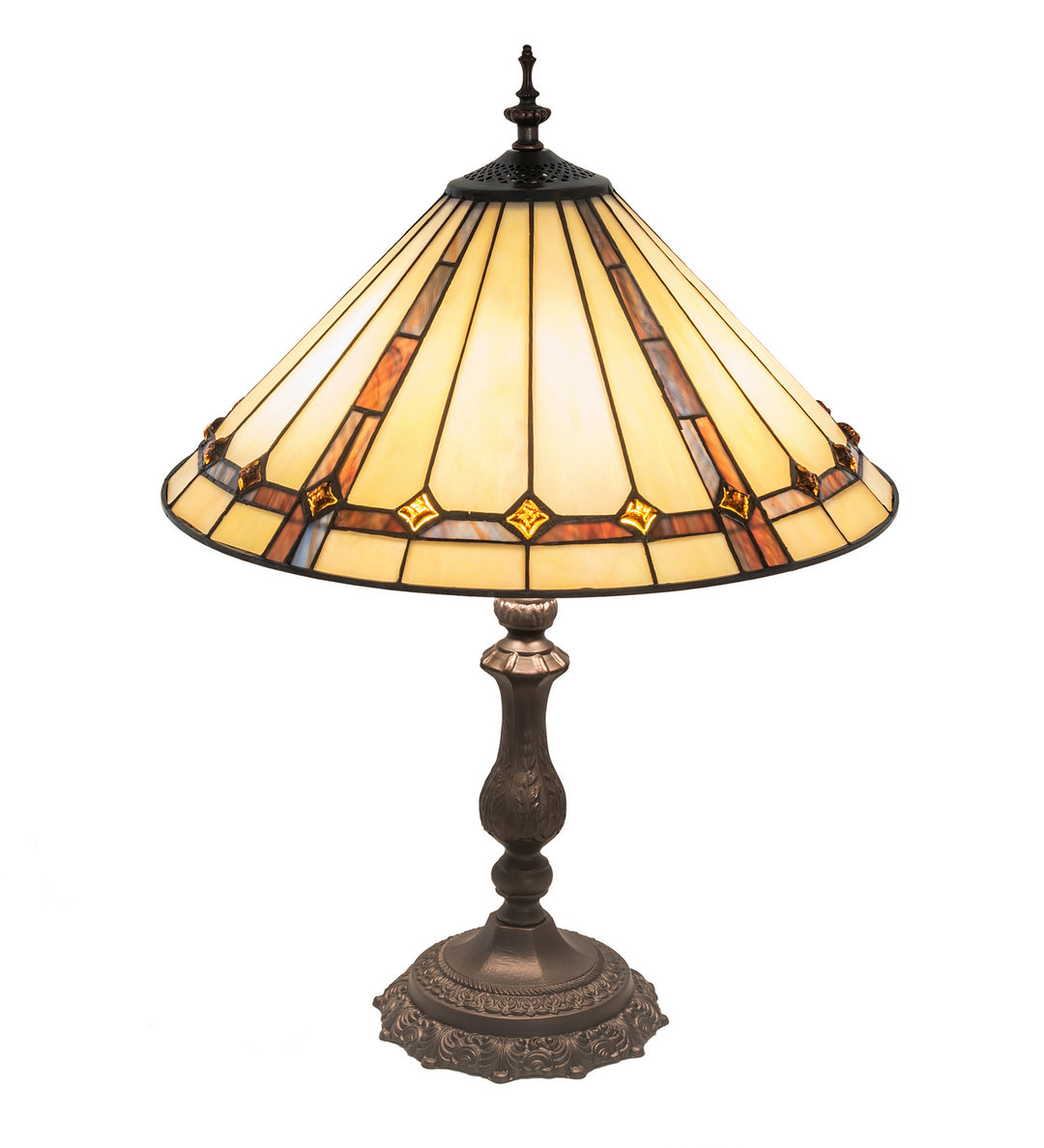 Meyda Tiffany Lighting 245630 Belvidere Three Light Table Lamp Lamp Bronze / Dark