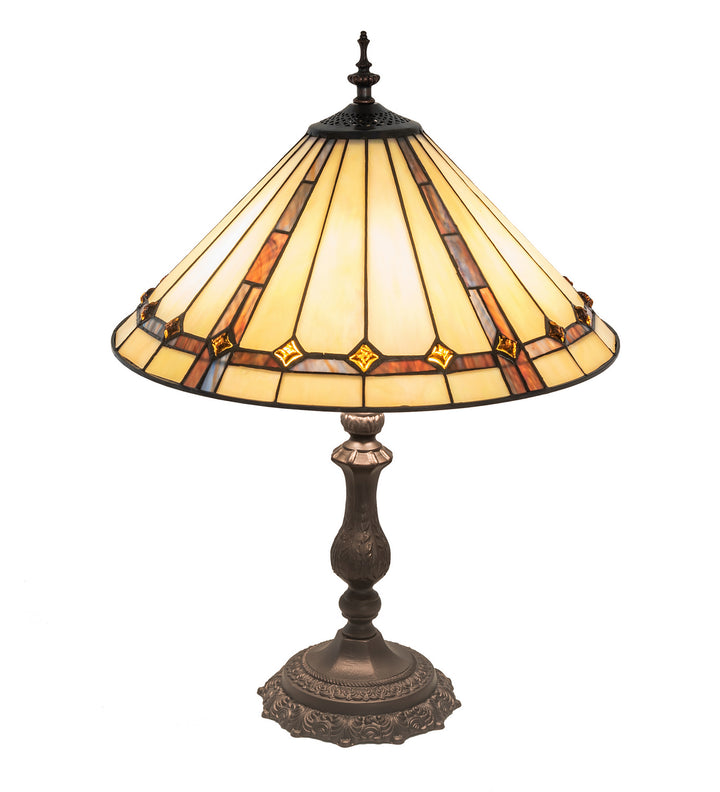 Meyda Tiffany Lighting 245630 Belvidere Three Light Table Lamp Lamp Bronze / Dark
