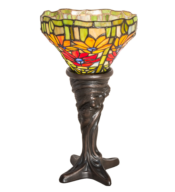 Meyda Tiffany Lighting 247501 Tiffany Poinsettia One Light Mini Lamp Lamp Bronze / Dark