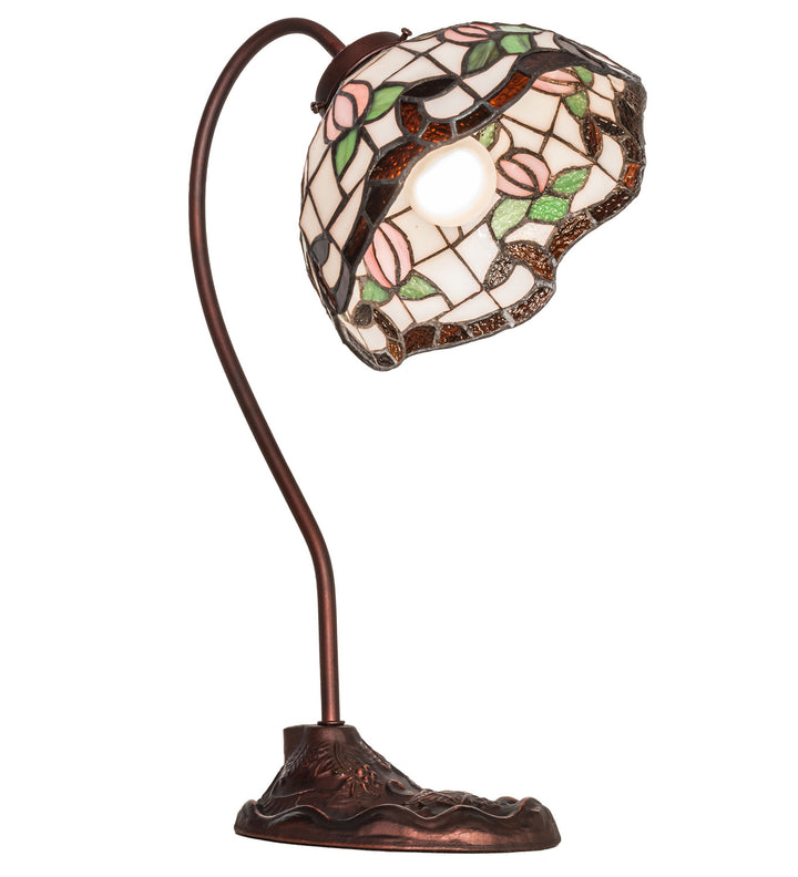 Meyda Tiffany Lighting 247780 Roseborder One Light Desk Lamp Lamp Bronze / Dark