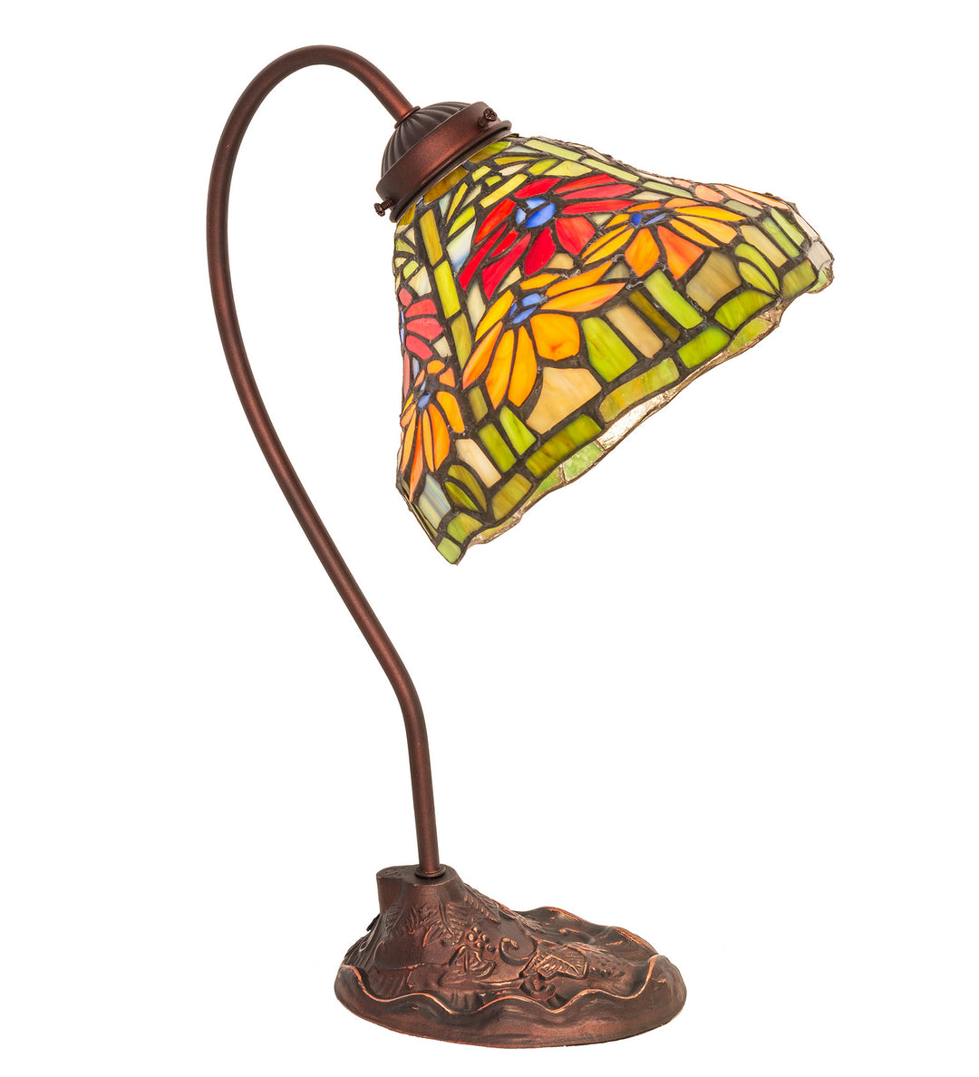 Meyda Tiffany Lighting 247784 Tiffany Poinsettia One Light Desk Lamp Lamp Bronze / Dark