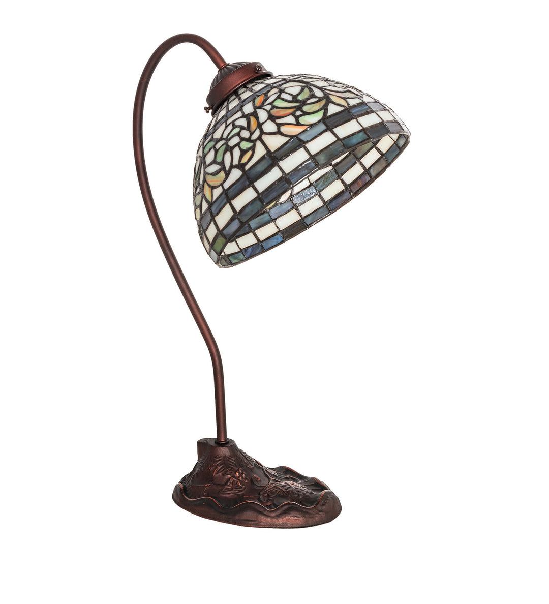 Meyda Tiffany Lighting 247787 Tiffany Turning Leaf One Light Desk Lamp Lamp Bronze / Dark