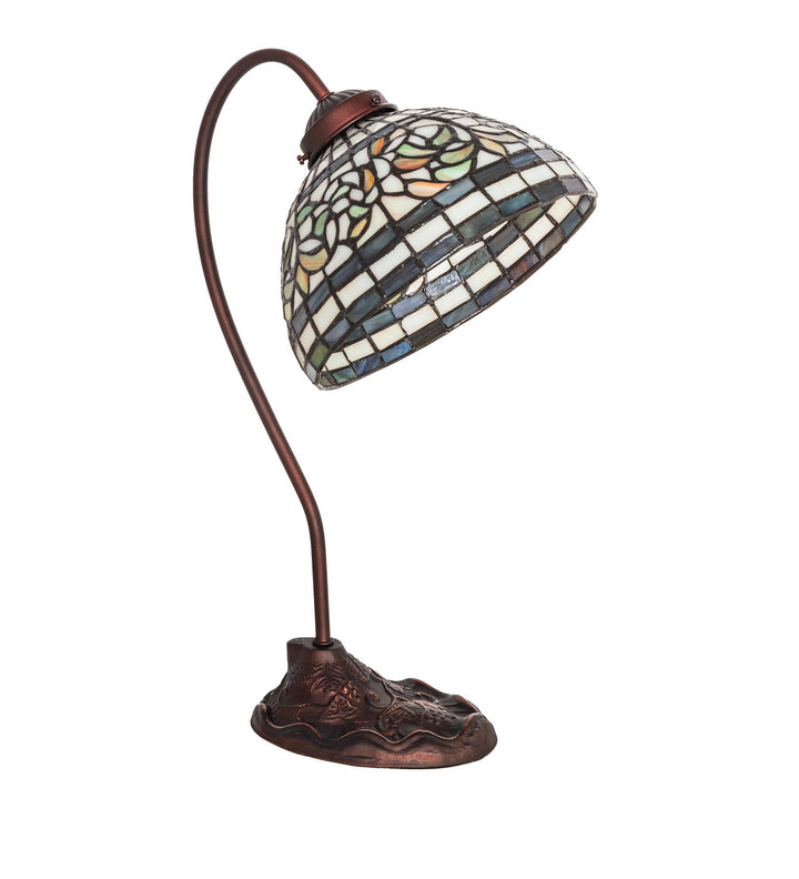 Meyda Tiffany Lighting 247787 Tiffany Turning Leaf One Light Desk Lamp Lamp Bronze / Dark