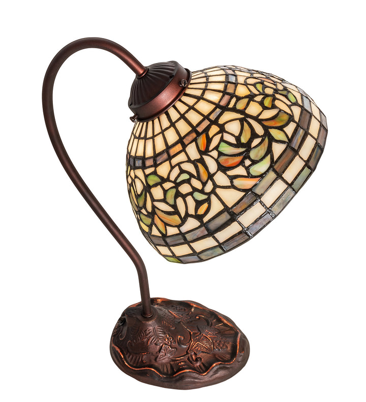 Meyda Tiffany Lighting 247787 Tiffany Turning Leaf One Light Desk Lamp Lamp Bronze / Dark