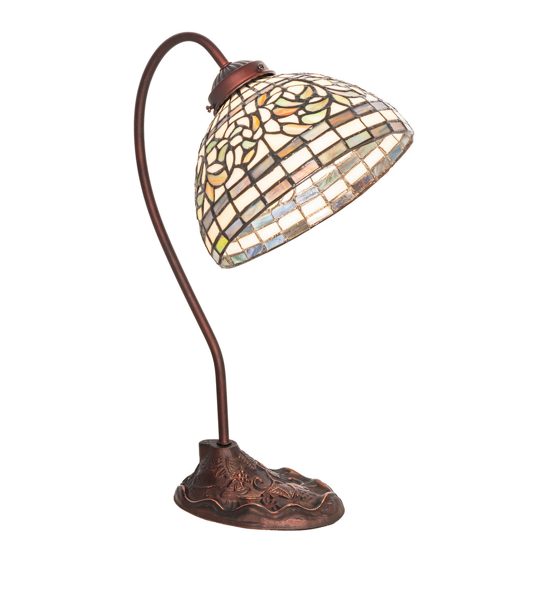 Meyda Tiffany Lighting 247787 Tiffany Turning Leaf One Light Desk Lamp Lamp Bronze / Dark