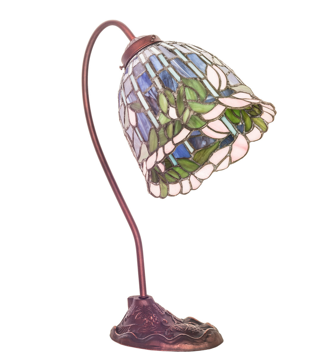 Meyda Tiffany Lighting 247789 Tiffany Flowering Lotus One Light Desk Lamp Lamp Bronze / Dark